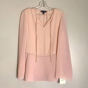 Ellen Tracy long sleeve chic layer top soft petal pink feminine women medium new